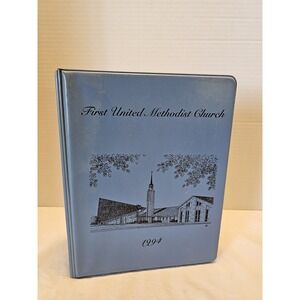 Vintage 1994 First United Methodist Church Hard Binder Spiral Blue Cook Book